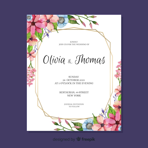 Cute floral wedding invitation