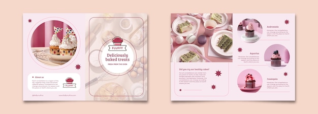 Free Vector cute fluffy muffins bakery brochure