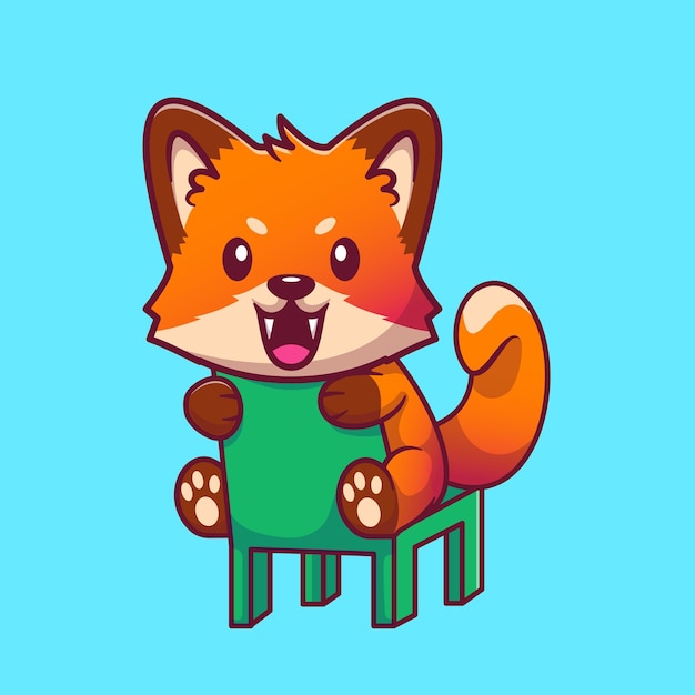 Free Vector cute fox sitting on chair cartoon vector icon illustration animal nature icon concept isolated flat