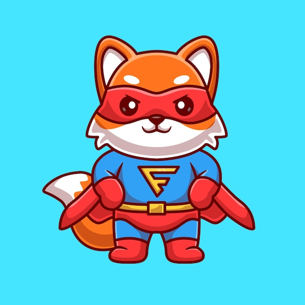 Free Vector cute fox super hero cartoon vector icon illustration animal holiday icon isolated flat vector