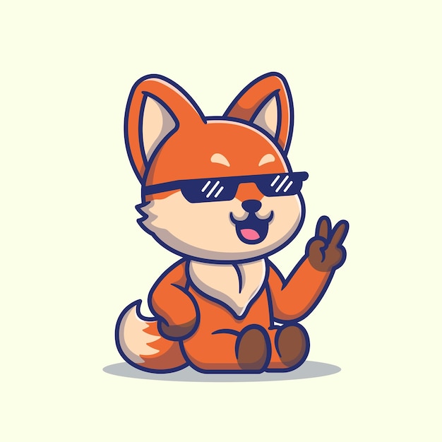 Free Vector cute fox wearing glasses cartoon vector icon illustration animal nature icon concept isolated flat