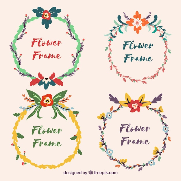 Cute frames with flowers and leaves