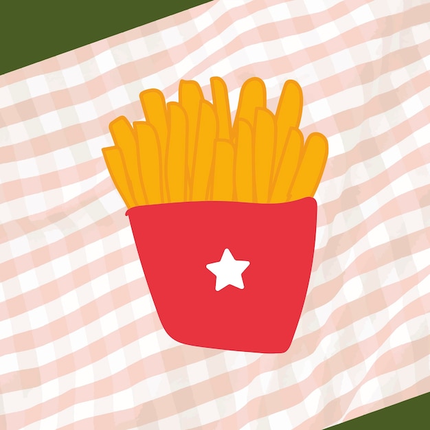 Free Vector cute fries doodle sticker vector