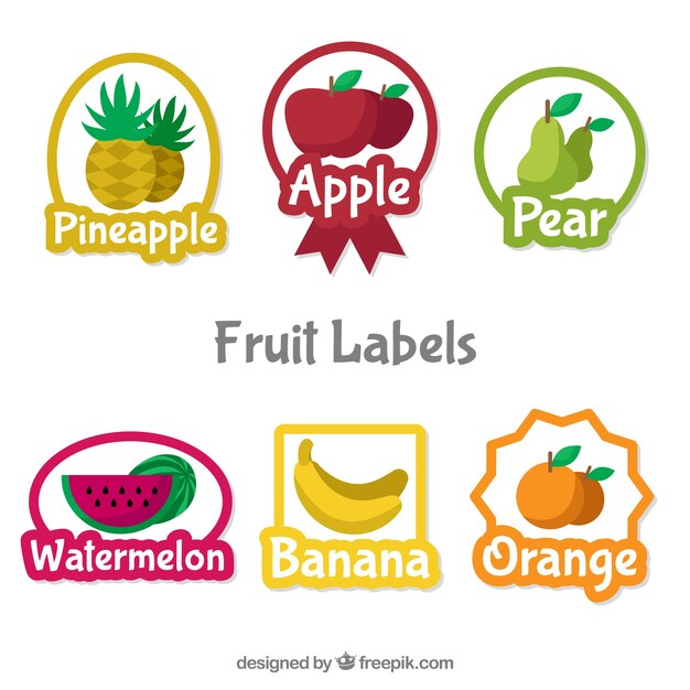 Cute fruit label selection