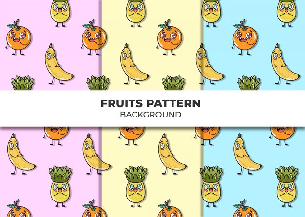 Cute fruits pattern vector