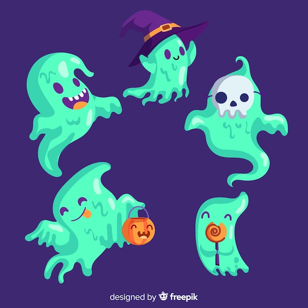 Cute and funny halloween ghost collection