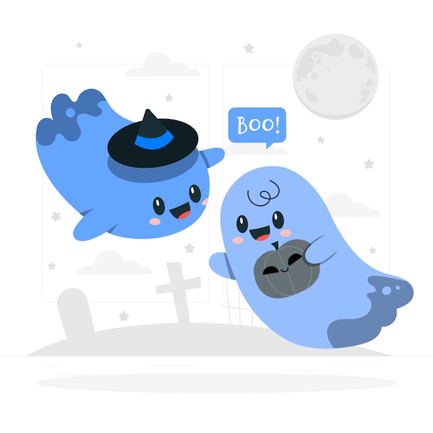 Free Vector cute ghost concept illustration