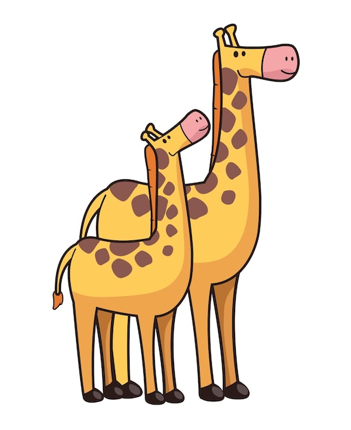 Free vector cute giraffe mom and baby characters