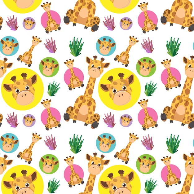 Cute giraffe seamless pattern