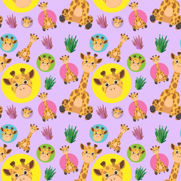 Cute giraffe seamless pattern