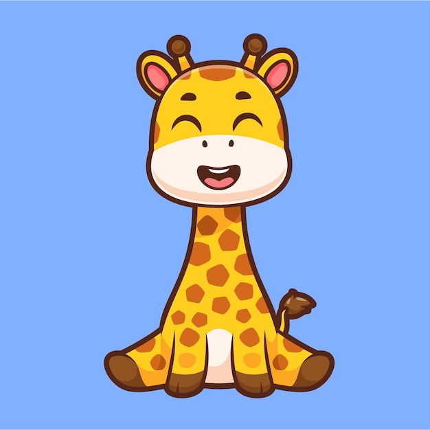 Cute Giraffe Sitting Cartoon Vector Icon Illustration Animal Nature Icon Isolated Flat Vector