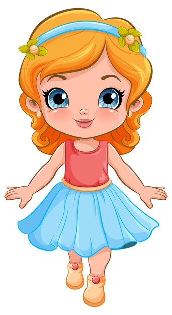 Cute Girl in Beautiful Dress Vector