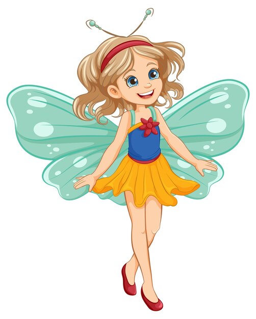 Free Vector cute girl cartoon character in fairy dress