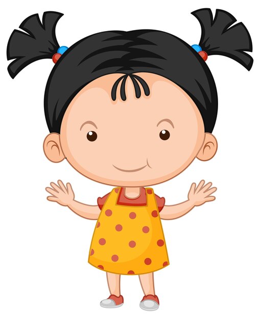 Cute girl cartoon character on white background