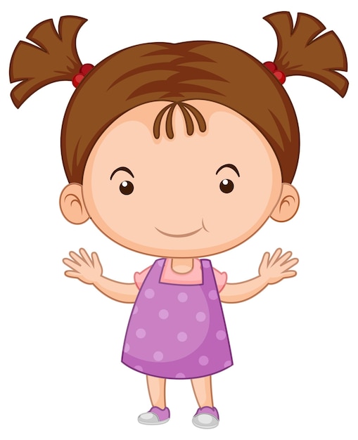 Cute girl cartoon character on white background