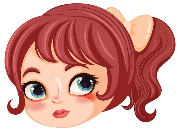 Cute Girl Cartoon Character with Big Eyes