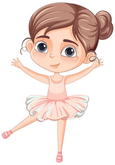 Cute girl cartoon character with pink ballet outfit