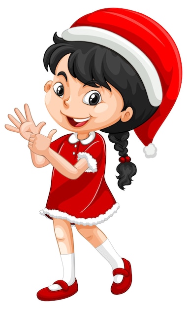 Cute girl in christmas costume cartoon character