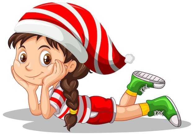 Cute girl in christmas costume cartoon character