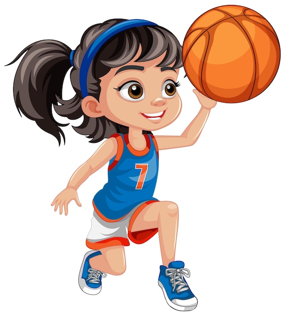 Free vector cute girl playing basketball