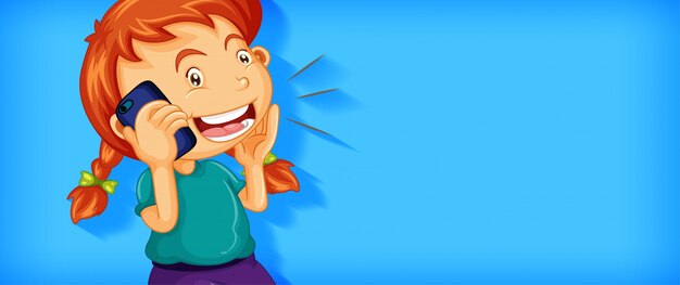 Cute girl talking on the phone cartoon character isolated