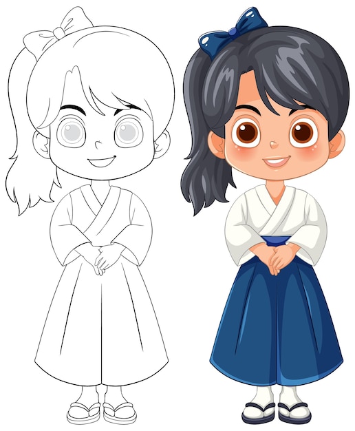 Free Vector cute girl in traditional outfit