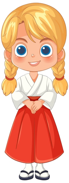 Free Vector cute girl in traditional outfit