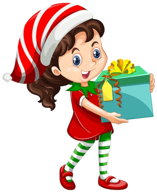 Cute girl wearing Christmas costumes cartoon character