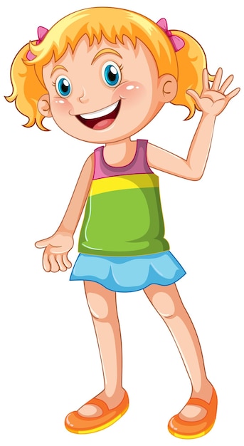 Cute girl wearing green shirt cartoon character