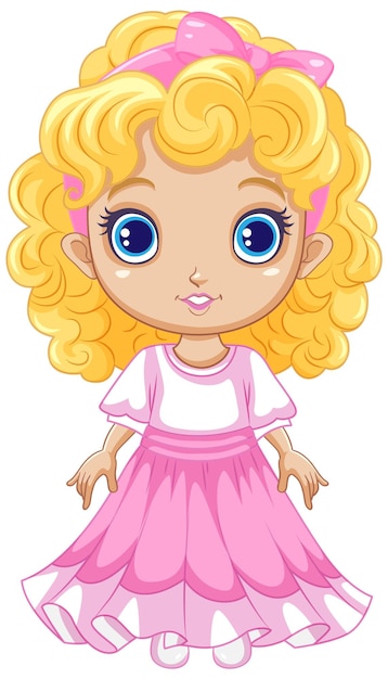 Free Vector cute girl with blonde curly hair