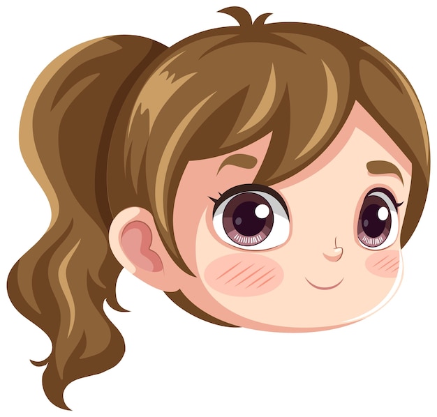 Free Vector cute girl with ponytail cartoon head