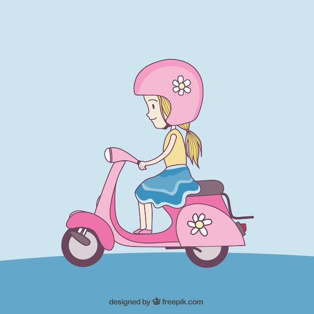 Cute girl with scooter