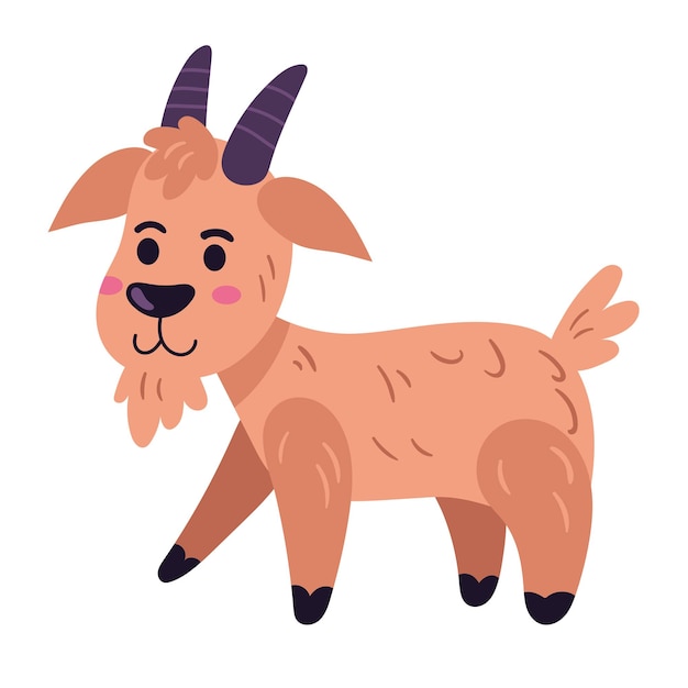 Cute goat cartoon farm animal