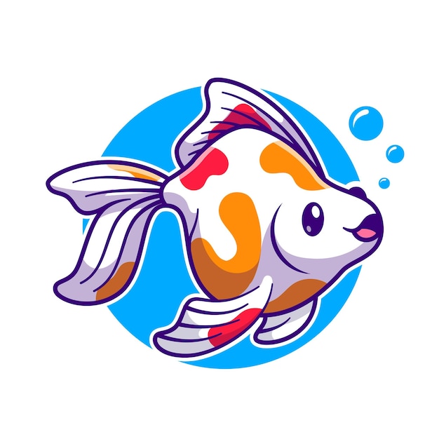 Free vector cute goldfish swimming cartoon vector icon illustration animal nature icon concept isolated flat