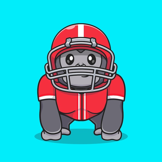 Free Vector cute gorilla playing rugby ball cartoon vector icon illustration. animal sport icon concept isolated