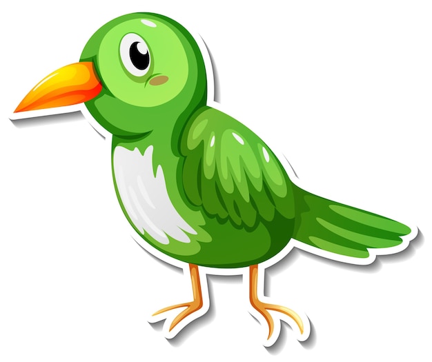 Free vector a cute green bird cartoon animal sticker