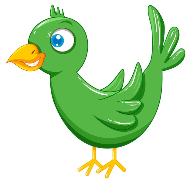 Cute green bird in cartoon style