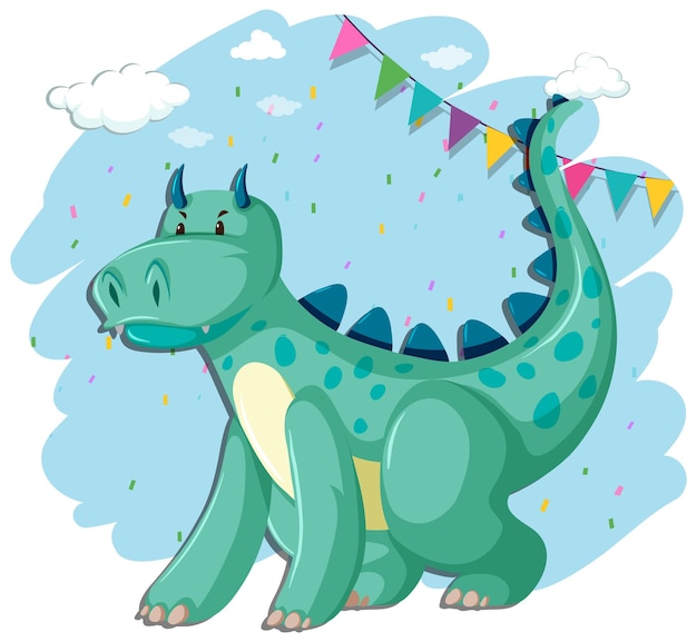 Free Vector cute green dragon cartoon character