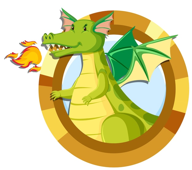 Cute green dragon cartoon character