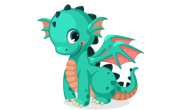 Cute green dragon cartoon vector