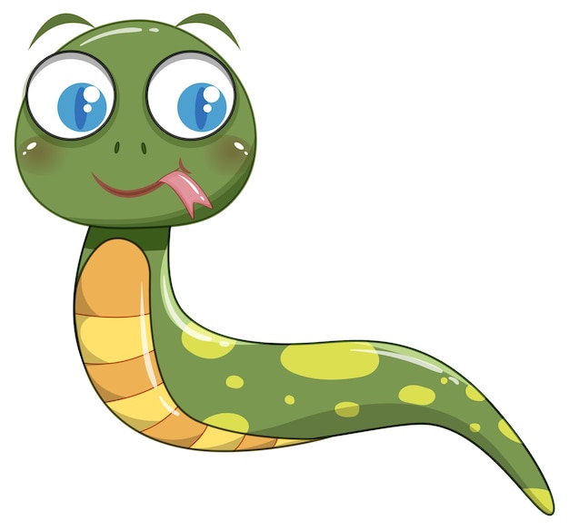 Free Vector cute green snake in cartoon style