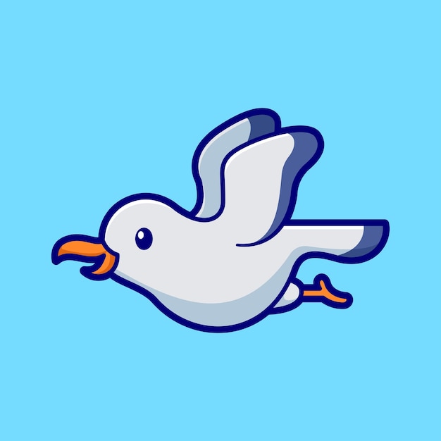 Free Vector cute gull bird flying cartoon vector icon illustration animal nature icon isolated flat vector