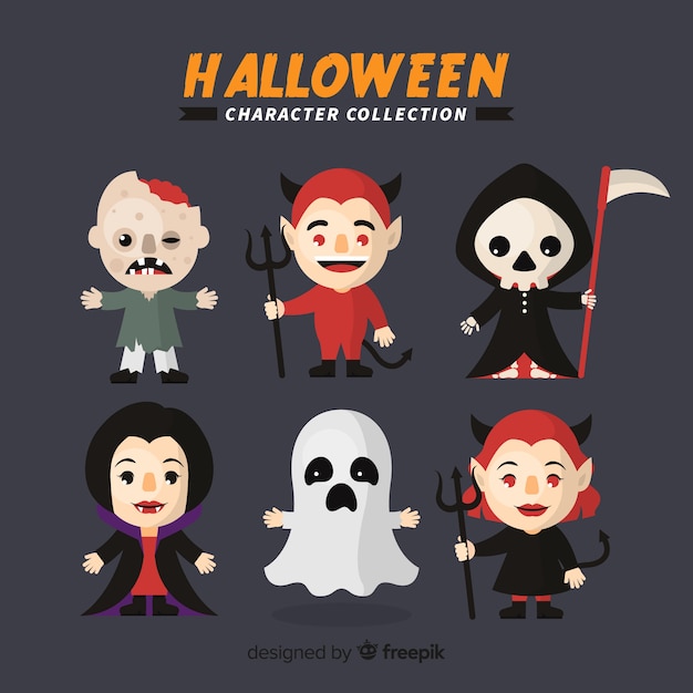 Cute halloween characters collection