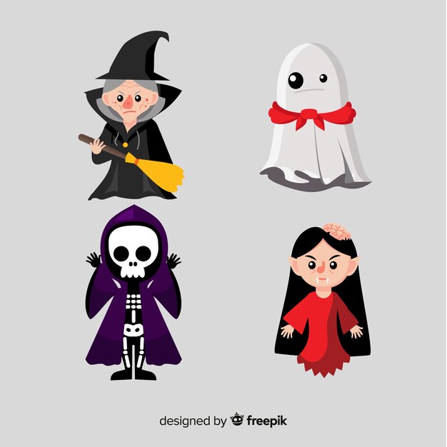 Cute halloween characters collection