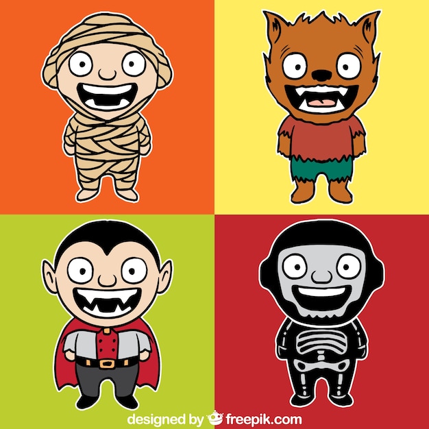 Cute halloween characters illustration