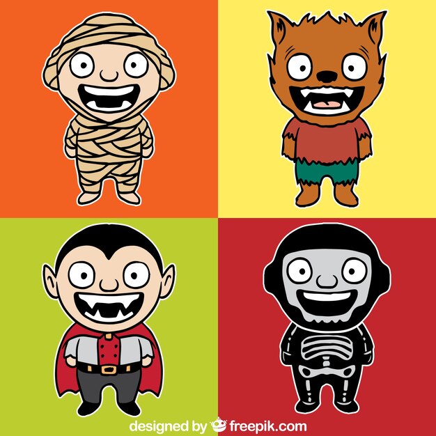 Cute halloween characters illustration