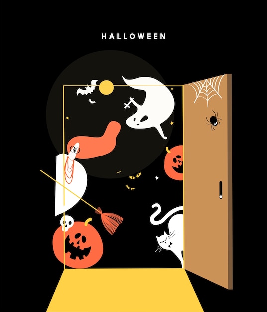 Free Vector cute halloween day concept illustration