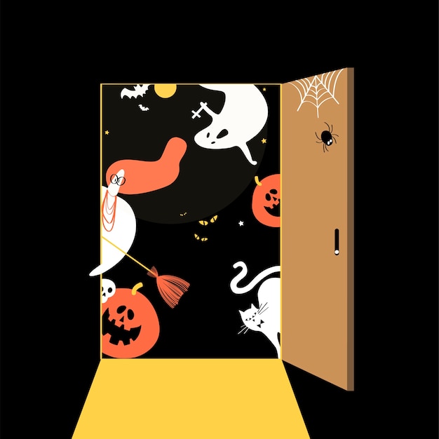 Free Vector cute halloween day concept illustration