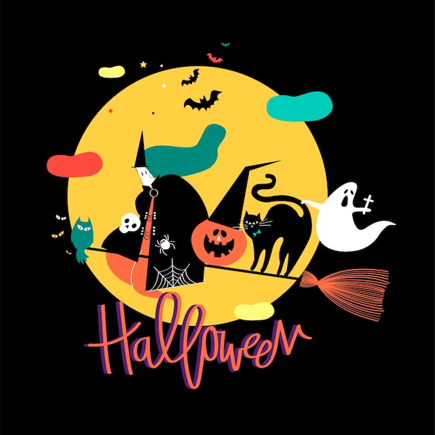 Free vector cute halloween day concept illustration