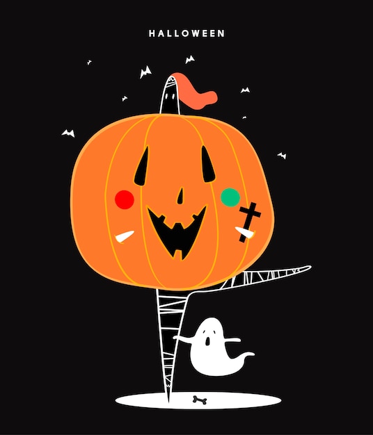 Free Vector cute halloween day concept illustration